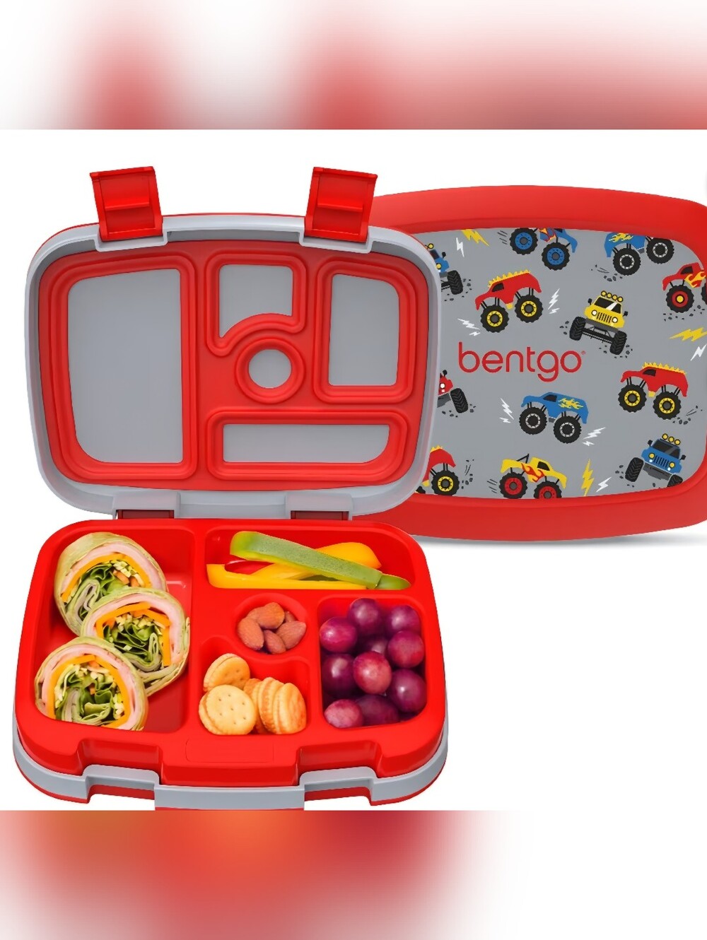 Bentgo Kids Prints Leak-Proof, 5-Compartment Snap Lunch Box  (  Monster Truck )